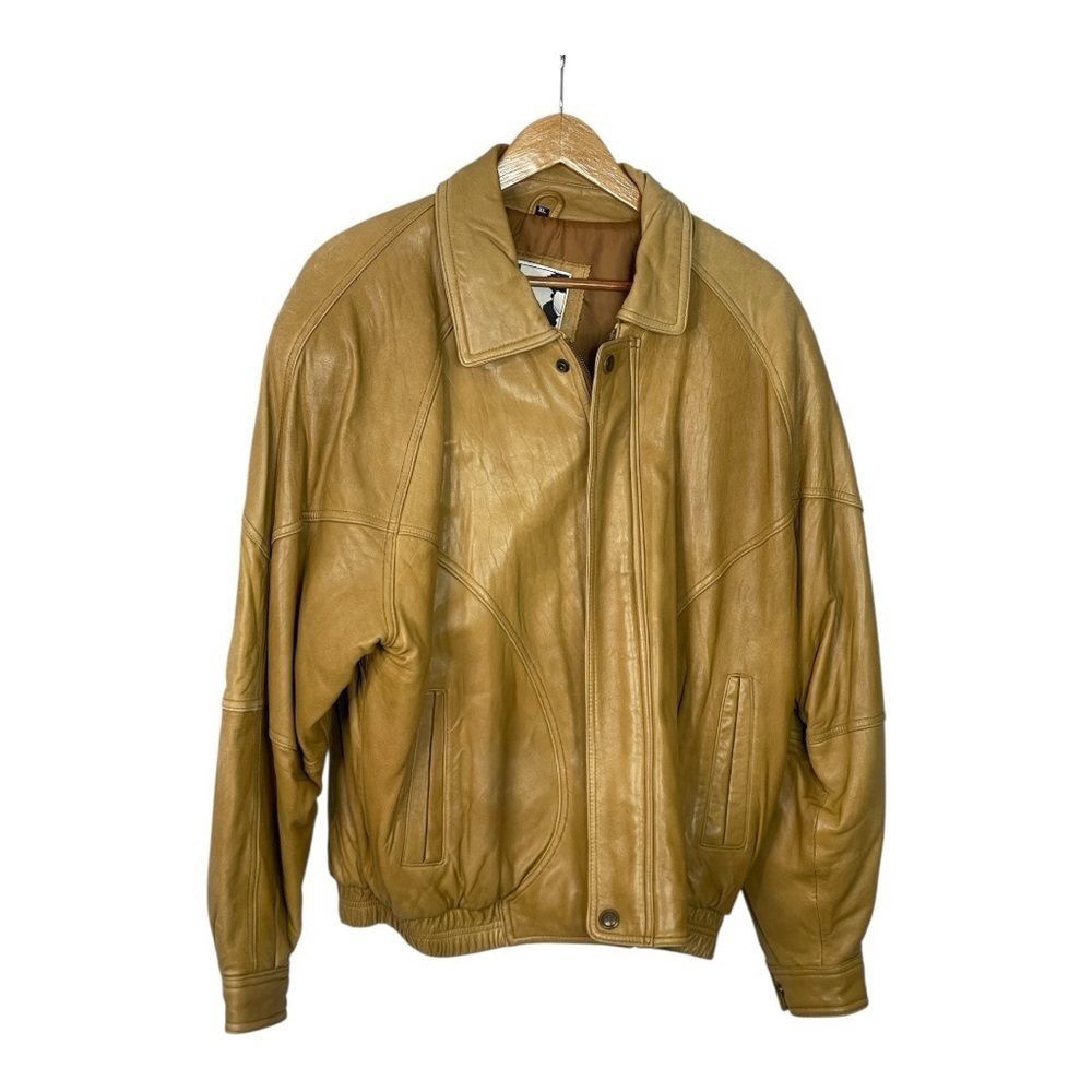 Vintage Bellavia Tan Leather Bomber Jacket